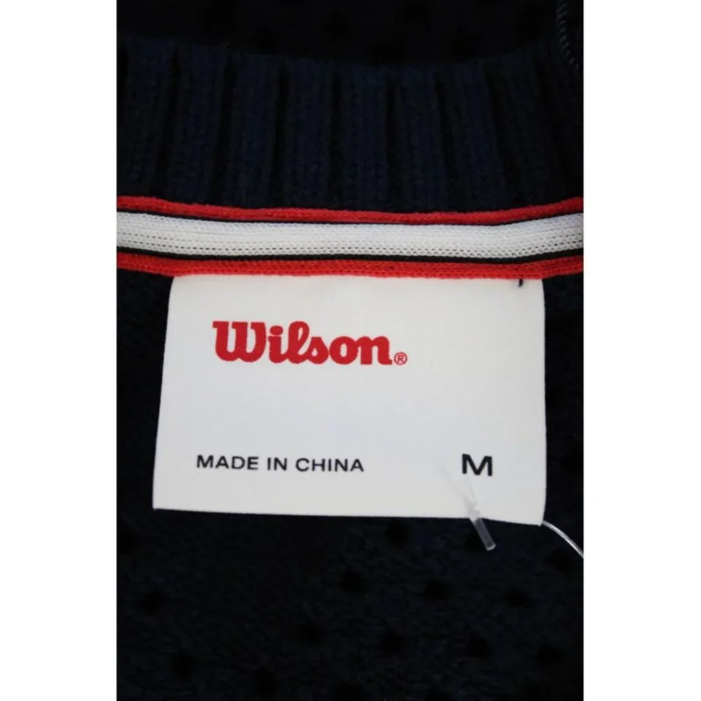 Wilsons Womens Mesh Argyle Sleeveless Oversized Sweater Vest Blue Size M